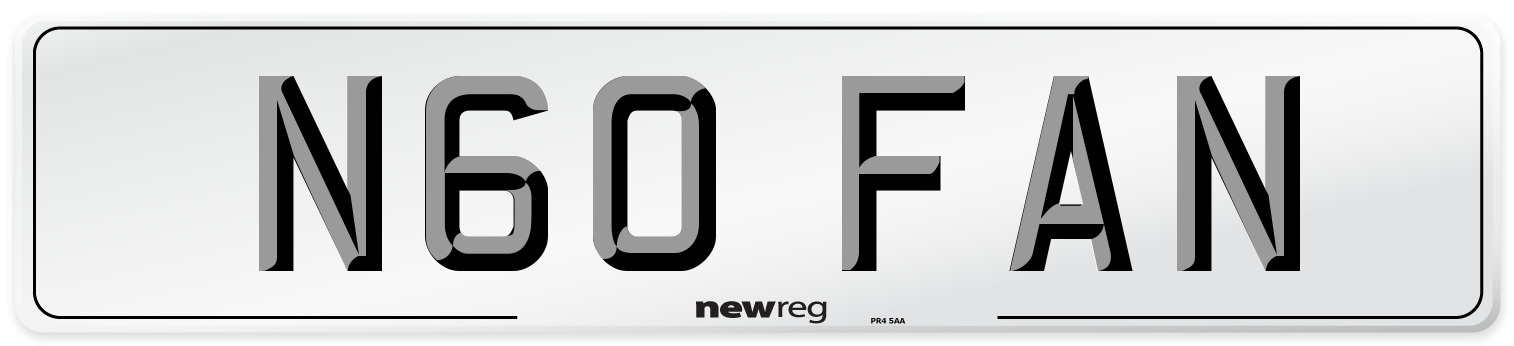 N60 FAN Number Plate from New Reg